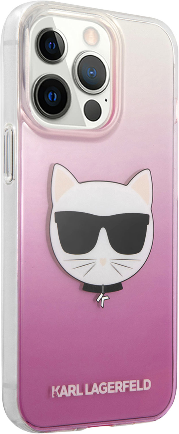 Чехол Lagerfeld Choupette для iPhone 13 Pro Max, пластик, розовый градиент