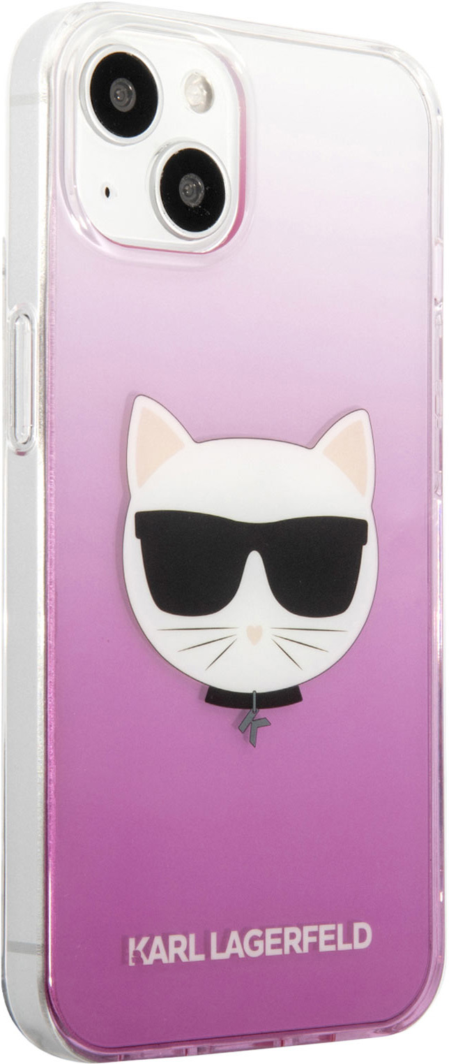 Чехол Lagerfeld Choupette для iPhone 13, пластик, розовый градиент