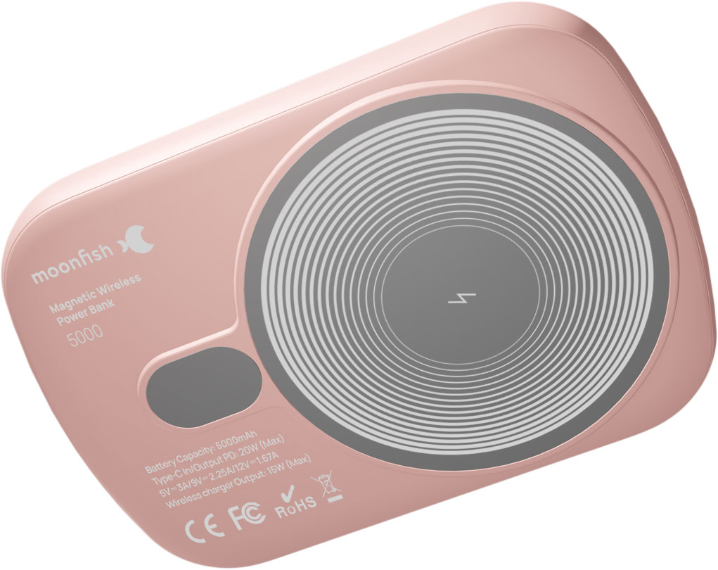 Внешний аккумулятор moonfish MagSafe 5000 мАч, розовый