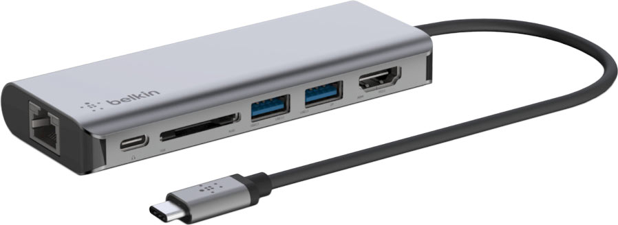 Адаптер Belkin Multiport USB-C - HDMI 6 в 1, серый