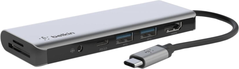 Адаптер Belkin USB-C - HDMI 7 in 1, серый