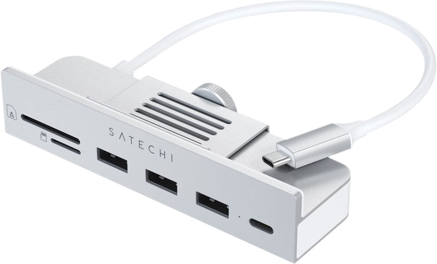 Док-станция Satechi 3хUSB-A + USB-C + micro/SD для iMac 2021, серый