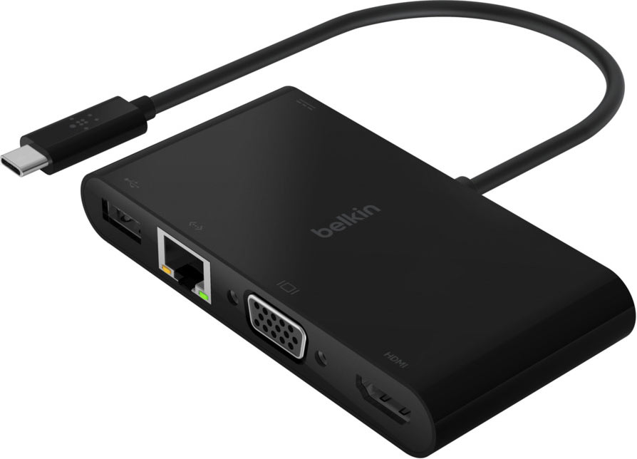 Адаптер Belkin Multimedia + Charge USB-C 4 в 1, черный