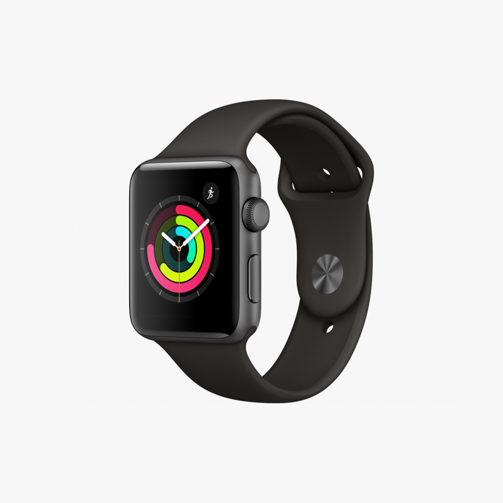Купить Apple Watch Series 3, 42 мм, корпус из алюминия цвета «серый  космос», спортивный ремешок серого цвета в каталоге магазина re:Store -  цена, описание и характеристики, фотографии - Москва